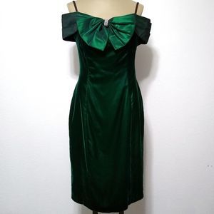 Vintage Late Edition emerald velvet and satin prom